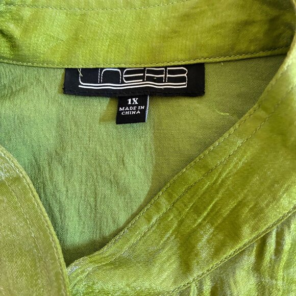 Linear Chartreuse Green Sheer Jacket - Sz 1X Careerwear, Business Casual, Plus - Picture 5 of 10